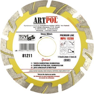 TARCZA DIAMENTOWA 230 x 22,2mm SEGMENTOWA SZYBKIE I GŁĘBOKIE CIĘCIE /AR ARTPOL