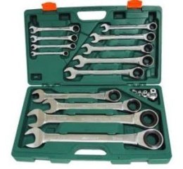 JONNESWAY KLUCZE PŁASKO-OCZKOWE Z GRZECHOTKĄ KOMPLET 17 elem. 8-32mm WALIZKA W45117S JONNESWAY