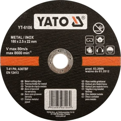 YATO TARCZA DO METALU INOX 125x1,2x22mm 6103 YATO