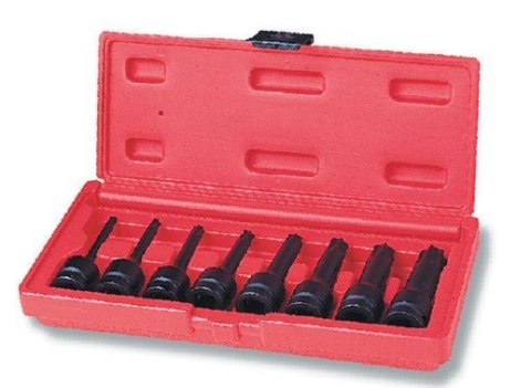 JONNESWAY KLUCZE TRZPIENIOWE TORX UDAROWE 8 elem. Z NASADKĄ 1/2" S06A408S JONNESWAY