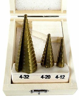 WIERTŁO STOPNIOWE KOMPLET 3szt. /4-32mm SILVER