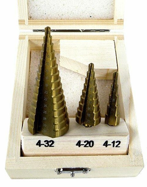 WIERTŁO STOPNIOWE KOMPLET 3szt. /4-32mm SILVER