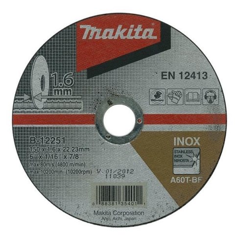 MAKITA TARCZA DO METALU INOX A60T 180x1,6x22,2mm MAKITA