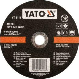 YATO TARCZA DO CIĘCIA METALU 180x1,5x22mm 5925 YATO