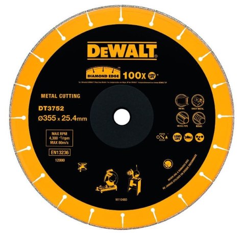 DEWALT TARCZA DIAMENTOWA EXTREME DO METALU 355 x 25,4mm DEWALT