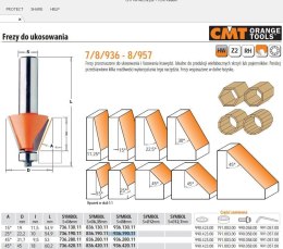 CMT FREZ DO UKOSOWANIA Z ŁOŻYSKIEM HM A=25 D=22,2 I=10 S=8%%% CMT