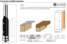CMT FREZ NA PŁYTKI WYMIENNE Z ŁOŻYSKIEM HM D=19 I=50 L=112 S=12 CMT