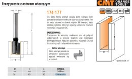 CMT FREZ PROSTY WIERCĄCY HM D=16 I=40 L=90 S=8 CMT