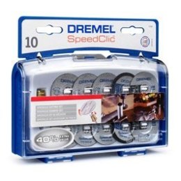 DREMEL ZESTAW DO CIĘCIA SPEED CLIC SC690 TARCZE MET. 10szt + TRZPIEŃ DREMEL