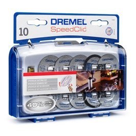 DREMEL ZESTAW DO CIĘCIA SPEED CLIC SC690 TARCZE MET. 10szt + TRZPIEŃ DREMEL