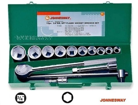 JONNESWAY ZESTAW KLUCZY 3/4" 14elem. 6-KĄTNE 22-50mm WALIZKA METALOWA JONNESWAY