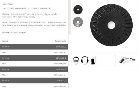 TARPOL TARNIK PROSTY FI = 125mm x 3 x 22,2mm, GŁADŹ WSTĘPNA T-11 TARPOL