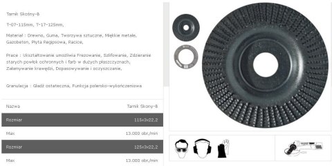 TARPOL TARNIK SKOŚNY FI = 125mm x 3 x 22,2mm, GŁADŹ OSTATECZNA T-17 TARPOL