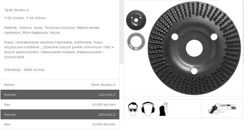 TARPOL TARNIK SKOŚNY FI = 125mm x 3 x 22,2mm, GŁADŹ WYŻSZA T-15 TARPOL