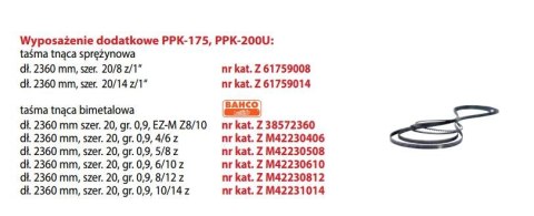 TAŚMA DO PIŁY TASMOWEJ PPK175 2360mm Z8/10 PROMA