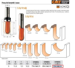 CMT FREZ DO KORYTEK I CZASZ HM R= 7,9 D=15,8 I=15,8 S=8 CMT