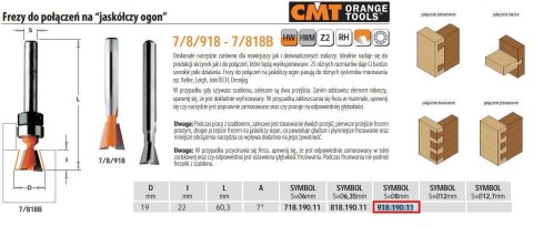 CMT FREZ HM D=19 I=22 L=60,3 S=8 DO WCZEPÓW JASKÓŁCZYCH.%%% CMT