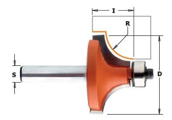 CMT FREZ ZAOKRĄGLAJĄCY Z ŁOŻYSKIEM HM R= 1,6 D=15,9 I=12,7 S=8 CMT