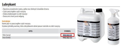 CMT PLYN LUBRYKANT 998 DO MASZYN 1l SPRAY CMT