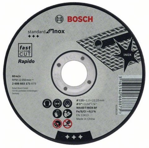 BOSCH TARCZA MET.125mm x 1,0mm x 22mm STANDARD FOR INOX BOSCH