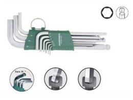 JONNESWAY IMBUSY 9 elem. DŁUGIE Z KULĄ (1,5-10) BEZPOSLIZGOWE H05SA109S JONNESWAY