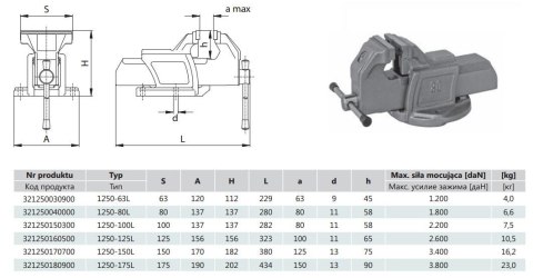 BISON-BIAL IMADŁO STAŁE 175mm TYP 1250-175 BISON-BIAL