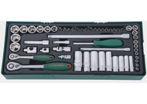 JONNESWAY KLUCZE NASADOWE 1/4", 3/8" KOMPLET 57 elem. WKŁADKA / PLASTIK S04H3157SP JONNESWAY