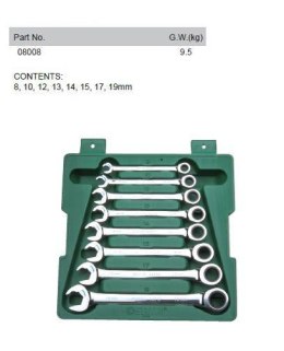 SATA KLUCZE PŁASKO-OCZKOWE GRZECHOTKĄ ZESTAW 8 szt. SATA