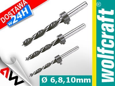 WOLFCRAFT ZESTAW WIERTEŁ DO POŁĄCZEŃ KOŁKOWYCH 6,8,10mm + OGRANICZNIKI WOLFCRAFT