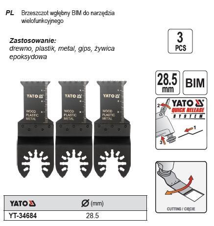 YATO BRZESZCZOT WGŁĘBNY DO NARZĘDZIA WIELOFUNKCYJNEGO 3szt. BIMETAL YATO
