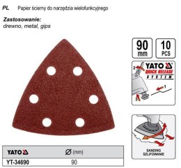YATO PAPIERY ŚCIERNE DO NARZĘDZIA WIELOFUNKCYJNEGO 10 szt. 34690 YATO
