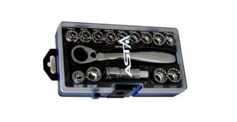 ASTA ZESTAW KLUCZY NASADOWYCH 12-KĄTNYCH Z GRZECHOTKĄ PRZELOTOWĄ ASTA