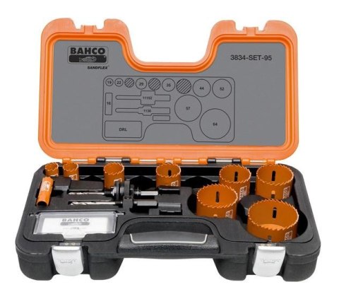 BAHCO ZESTAW OTWORNIC BIMETALOWYCH 9szt. + AKCESORIA 3834-SET-95 BAHCO