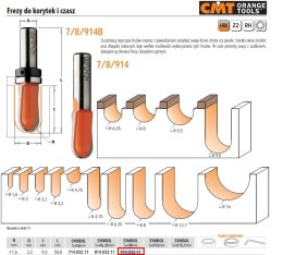 CMT FREZ DO KORYTEK I CZASZ HM R= 1,6 D=3,2 I=9,5 S=8 DEKORACYJNY%%% CMT