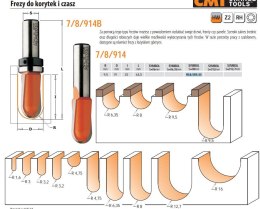 CMT FREZ DO KORYTEK I CZASZ HM R= 9,5 D=19 I=25 L=63,5 S=8 TRZPIEŃ 8mm%%% CMT