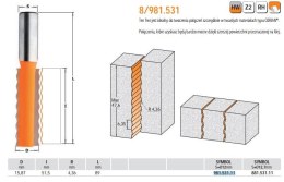 CMT FREZ DO ŁĄCZEŃ HM D=15,87 I=51,5 R=4,36 S=12 L=89%%% CMT