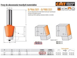 CMT FREZ DO UKOSOWANIA TWARDYCH MATERIAŁÓW HM A=15 D=31,7 I=22,2 S=12%%% CMT