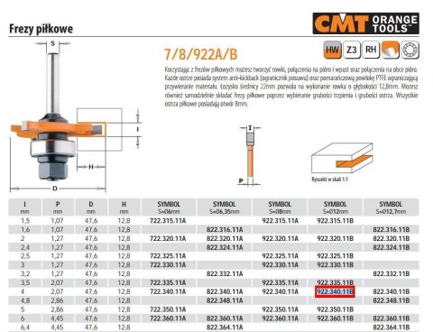 CMT FREZ FIŁKOWY HM I= 4 D=47,6 H=12,8 S=12 CMT