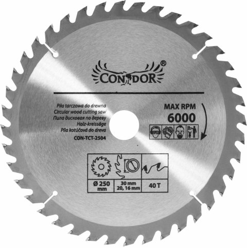 CONDOR PIŁA TARCZOWA WIDIOWA 250 x 30 x 40-ZĘBÓW DREL/CONDOR