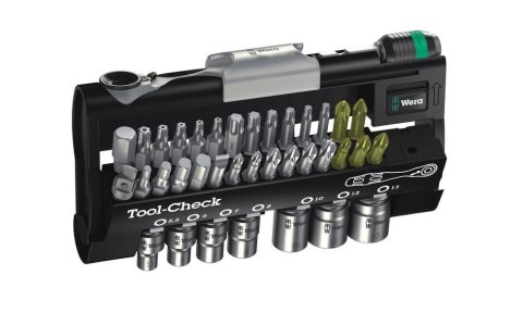 WERA TOOL-CHECK ZESTAW NASADEK + BITY + GRZECHOTKA + UCHWYT RAPIDATOR 28 elem. 1/4" WERA