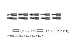 YATO KOMPLET KOŃCÓWEK / BITÓW 10szt / 25mm (PŁASKIE, PH, PZ) 04822 YATO