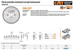 CMT PIŁA DO MATERIAŁÓW NIŻELAZNYCH I PŁYT LAMINOWANYCH HW D= F=30 Z=120 K=3,8/3,2 CMT