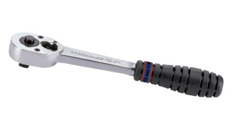 KING TONY GRZECHOTKA Z PRZYCISKIEM 3/8" 32 ZĘBY 200mm CHROM, UCHWYT GUMOWY, BLOKADA KING TONY