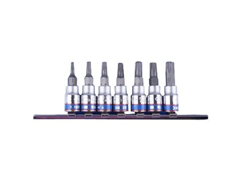KING TONY KOMPLET NASADEK 1/4" TORX Z OTWOREM 7 elem. 2037 T10 - T40 KING TONY