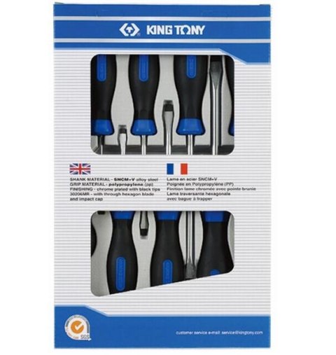 KING TONY KOMPLET WKRĘTAKÓW PŁASKICH 8 elem. 30118MR KING TONY