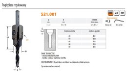 CMT POGŁĘBIACZ REGULOWANY 3-7mm, BEZ WIERTŁA CMT