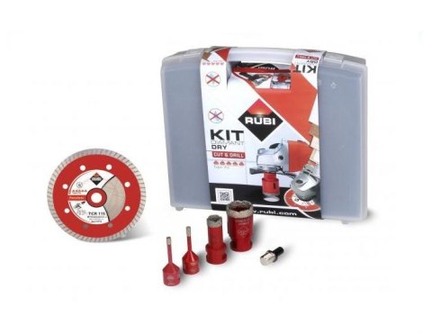 RUBI ZESTAW DO GRESU TARCZA TCR 115mm + KORONKI M14 2x6mm, 20mm, 35mm + ADAPTER, DO PRACY NA SUCHO RUBI
