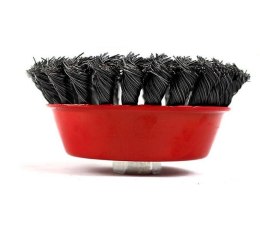 SZCZOTKA DOCZOŁOWA 125mm GWINT M14, DRUT SPLATANY SILVER