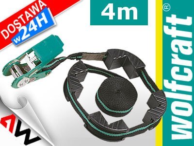 WOLFCRAFT ZACISK TAŚMOWY Z GRZECHOTKĄ, 400cm + 4 SZCZĘKI WOLFCRAFT