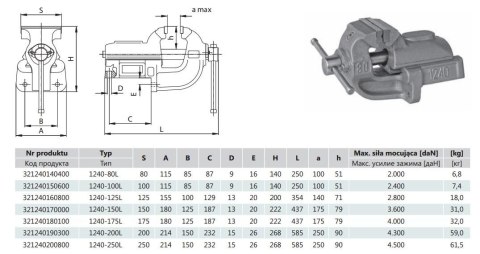 BISON-BIAL IMADŁO STAŁE 150mm TYP 1240, CIĘŻKIE BISON-BIAL